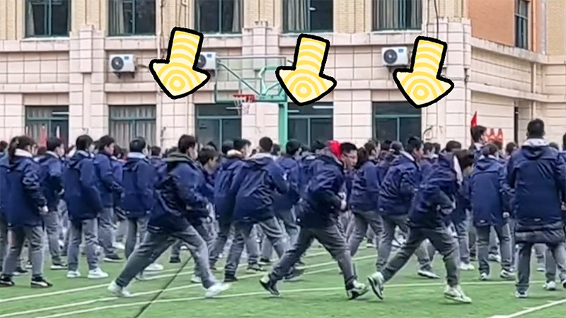 老師拍下學生做課間操，后排同學活力滿滿